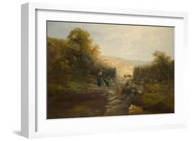 Shepherdess with Sheep-William Linnell-Framed Giclee Print