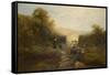 Shepherdess with Sheep-William Linnell-Framed Stretched Canvas