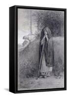 Shepherdess-Jean-François Millet-Framed Stretched Canvas