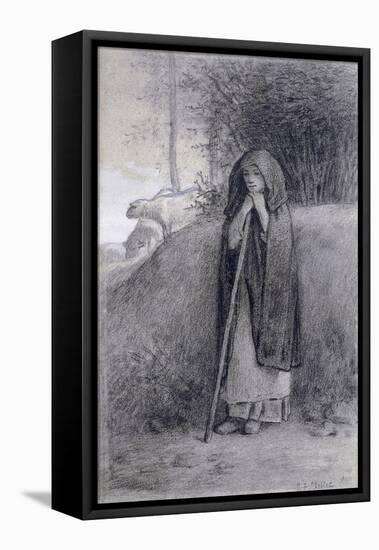 Shepherdess-Jean-François Millet-Framed Stretched Canvas