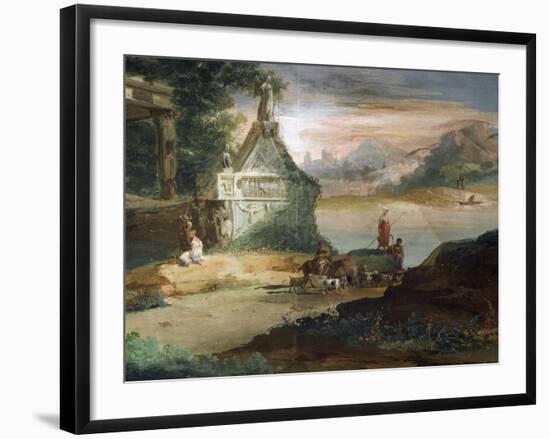 Shepherds in Imaginary Landscape-Giuseppe Bernardino Bison-Framed Giclee Print