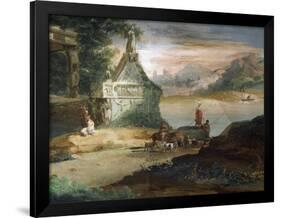 Shepherds in Imaginary Landscape-Giuseppe Bernardino Bison-Framed Giclee Print