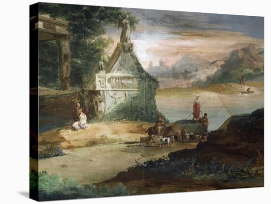 Shepherds in Imaginary Landscape-Giuseppe Bernardino Bison-Stretched Canvas