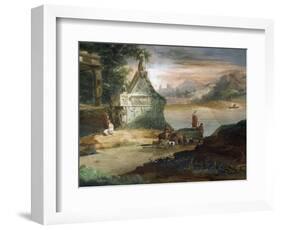 Shepherds in Imaginary Landscape-Giuseppe Bernardino Bison-Framed Giclee Print