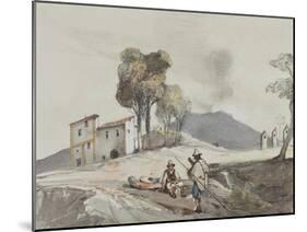 Shepherds with Vesuvius in the Distance-Giacinto Gigante-Mounted Giclee Print