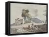 Shepherds with Vesuvius in the Distance-Giacinto Gigante-Framed Stretched Canvas