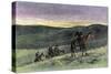 Sheriff's Posse Pursuing a Suspect, Western Frontier, 1800S - Hand-Colored Woodcut of a 19Th Centur-null-Stretched Canvas