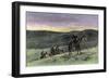 Sheriff's Posse Pursuing a Suspect, Western Frontier, 1800S - Hand-Colored Woodcut of a 19Th Centur-null-Framed Giclee Print