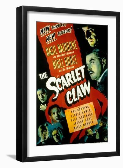 Sherlock Holmes and the Scarlet Claw, Basil Rathbone, Nigel Bruce, 1944-null-Framed Art Print