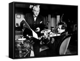 Sherlock Holmes and the Voice of Terror, from Left, Nigel Bruce, Basil Rathbone, 1942-null-Framed Stretched Canvas