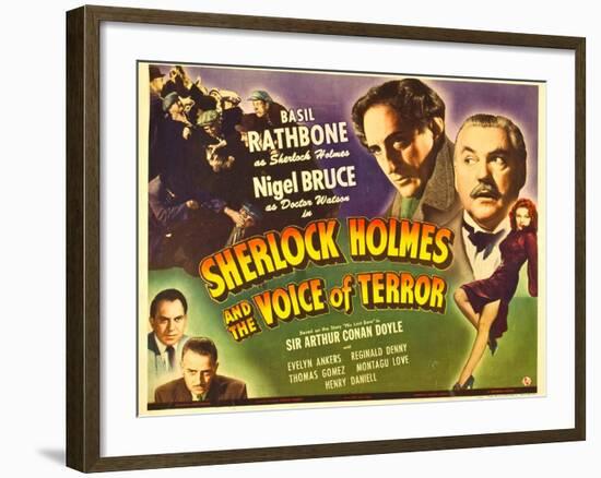 Sherlock Holmes and the Voice of Terror, Thomas Gomez, Reginald Denny, 1942-null-Framed Art Print
