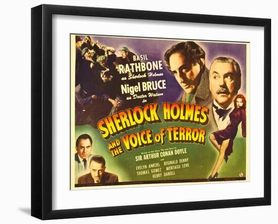 Sherlock Holmes and the Voice of Terror, Thomas Gomez, Reginald Denny, 1942-null-Framed Art Print