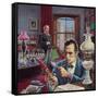Sherlock Holmes in His Study-Roger Payne-Framed Stretched Canvas