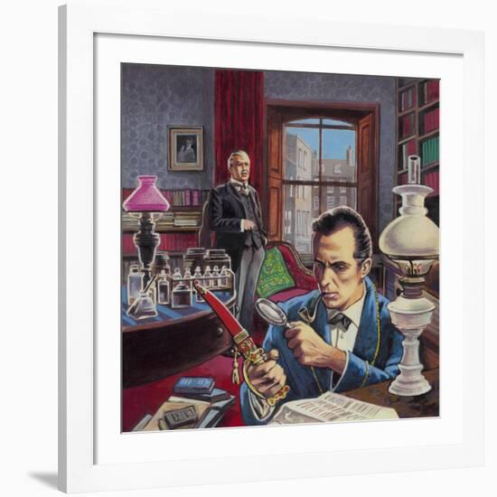 Sherlock Holmes in His Study-Roger Payne-Framed Giclee Print