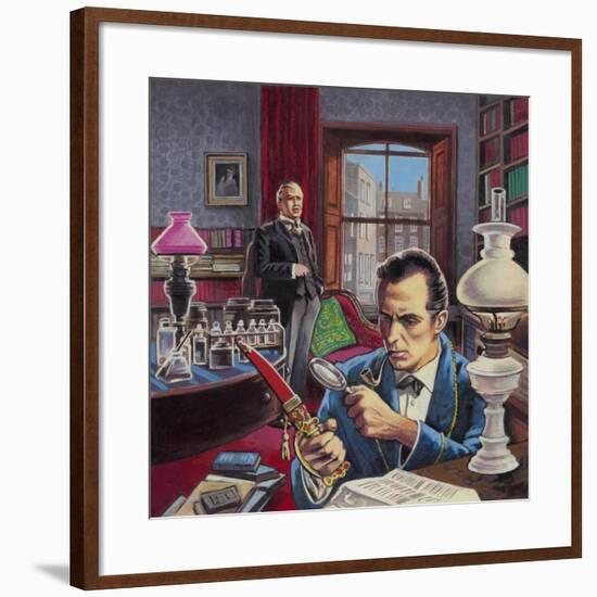 Sherlock Holmes in His Study-Roger Payne-Framed Giclee Print