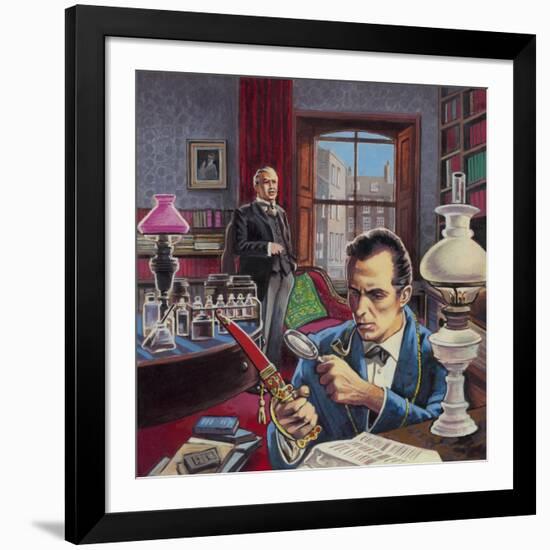 Sherlock Holmes in His Study-Roger Payne-Framed Giclee Print