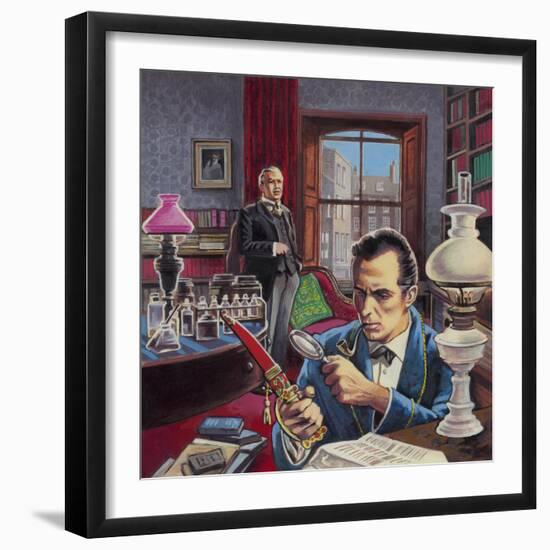 Sherlock Holmes in His Study-Roger Payne-Framed Giclee Print