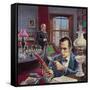 Sherlock Holmes in His Study-Roger Payne-Framed Stretched Canvas