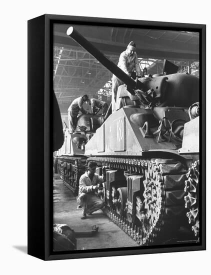 Sherman M4 Tank on Assembly at a Chrysler Plant-Andreas Feininger-Framed Stretched Canvas