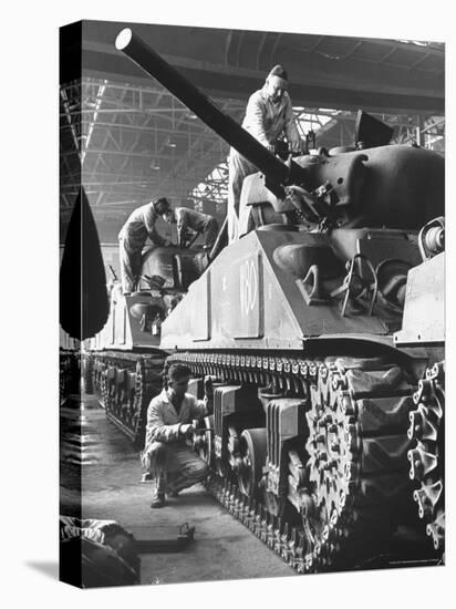 Sherman M4 Tank on Assembly at a Chrysler Plant-Andreas Feininger-Stretched Canvas