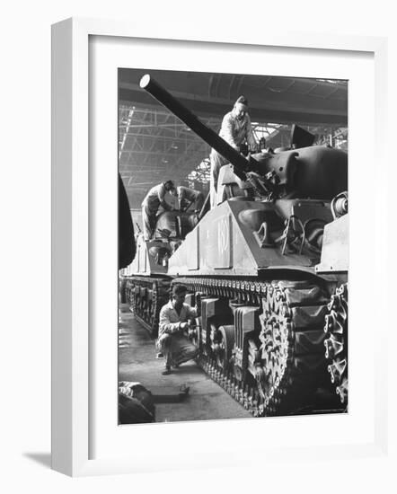 Sherman M4 Tank on Assembly at a Chrysler Plant-Andreas Feininger-Framed Photographic Print