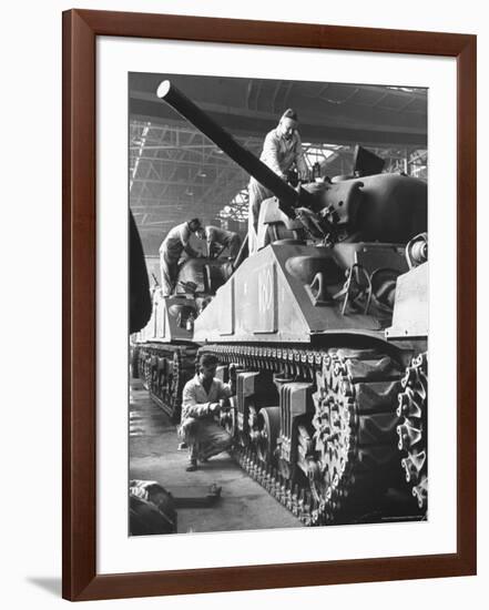 Sherman M4 Tank on Assembly at a Chrysler Plant-Andreas Feininger-Framed Photographic Print