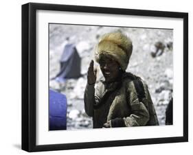 Sherpa at Everest Base Camp, Tibet-Michael Brown-Framed Photographic Print
