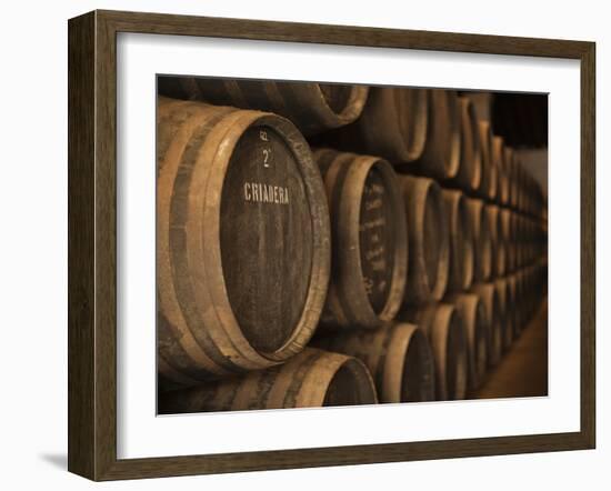 Sherry Casks, Bodegas Gonzalez Byass, Jerez De La Frontera, Spain-Walter Bibikow-Framed Premium Photographic Print