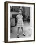 Sherry Smith Wearing Party Dress Made of Blue Silk Muslin Designed by Louise Brogan-Nina Leen-Framed Photographic Print