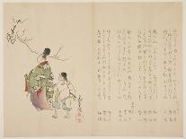 Courtier and His Servant Viewing Flowering Plum, C.1818-Shibata Git?-Stretched Canvas