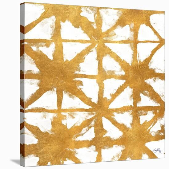 Shibori Gold Square IV-Elizabeth Medley-Stretched Canvas