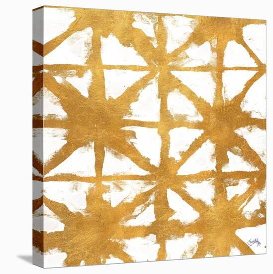 Shibori Gold Square IV-Elizabeth Medley-Stretched Canvas