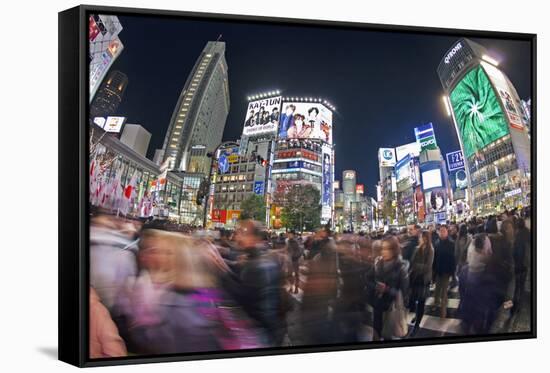 Shibuya Crossing, Crowds of People Crossing the Intersection in the Centre of Shibuya, Tokyo-Gavin Hellier-Framed Stretched Canvas