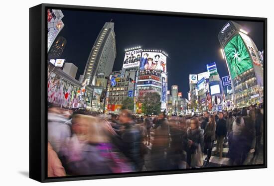 Shibuya Crossing, Crowds of People Crossing the Intersection in the Centre of Shibuya, Tokyo-Gavin Hellier-Framed Stretched Canvas