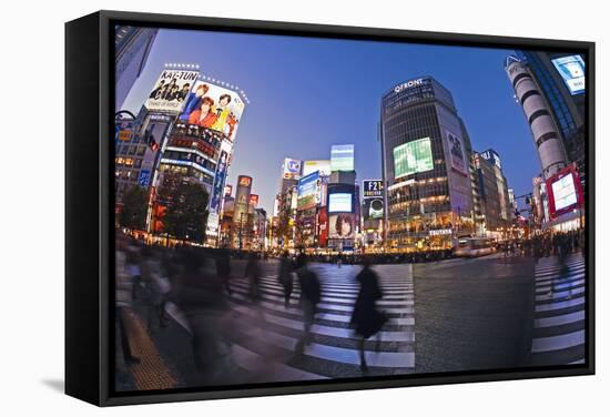 Shibuya Crossing, Crowds of People Crossing the Intersection in the Centre of Shibuya, Tokyo-Gavin Hellier-Framed Stretched Canvas