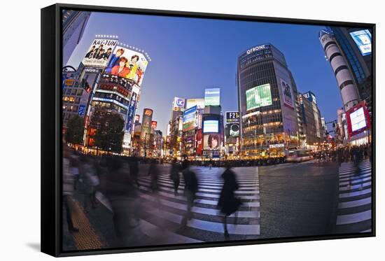 Shibuya Crossing, Crowds of People Crossing the Intersection in the Centre of Shibuya, Tokyo-Gavin Hellier-Framed Stretched Canvas