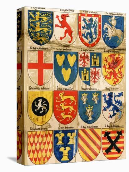 Shields with Arms of Mostly Mythical Sovereigns, Made by An English Painter, 1400s-null-Stretched Canvas