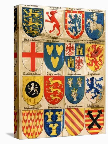 Shields with Arms of Mostly Mythical Sovereigns, Made by An English Painter, 1400s-null-Stretched Canvas