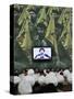 Shiite Cleric Men Listen to Hezbollah Leader Sheik Hassan Nasrallah Giving Speech, Beirut, Lebanon-null-Stretched Canvas