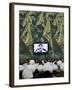 Shiite Cleric Men Listen to Hezbollah Leader Sheik Hassan Nasrallah Giving Speech, Beirut, Lebanon-null-Framed Photographic Print