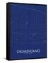 Shijiazhuang, China Blue Map-null-Framed Stretched Canvas