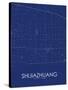 Shijiazhuang, China Blue Map-null-Stretched Canvas