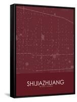 Shijiazhuang, China Red Map-null-Framed Stretched Canvas