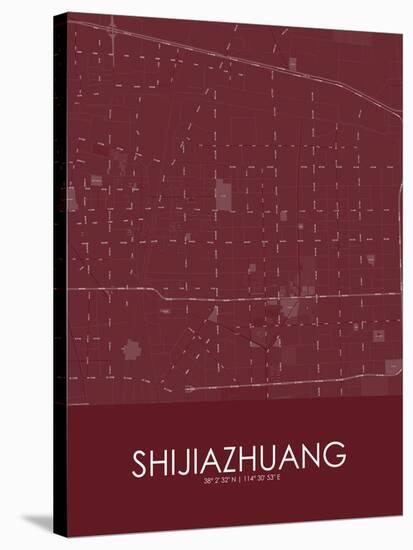 Shijiazhuang, China Red Map-null-Stretched Canvas