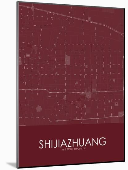 Shijiazhuang, China Red Map-null-Mounted Poster
