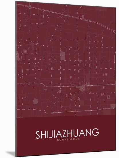 Shijiazhuang, China Red Map-null-Mounted Poster