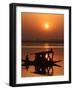 Shikara, or Kashmiri Boat, in Dal Lake as the Sun Sets in Srinagar, India-Mukhtar Khan-Framed Photographic Print