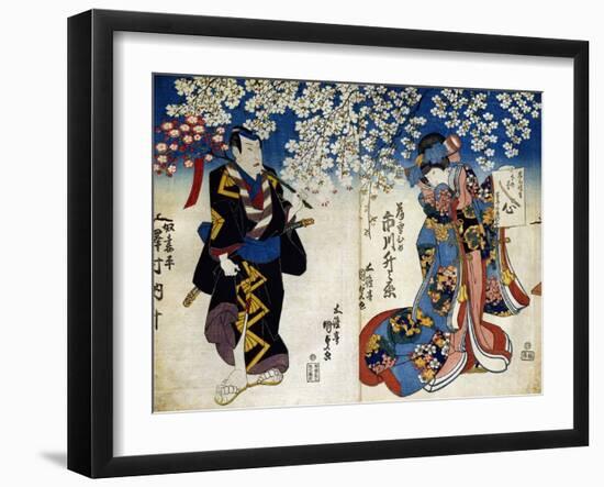 Shiki No Nagame Maru-Ni-I No Toshi, Toshi Actor, Scene from the Four Seasons, 1839-Utagawa Kunisada-Framed Giclee Print