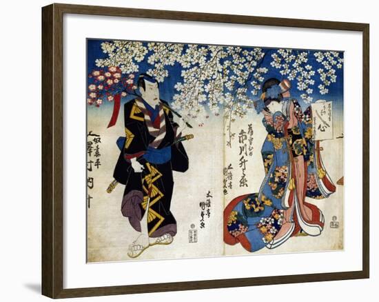 Shiki No Nagame Maru-Ni-I No Toshi, Toshi Actor, Scene from the Four Seasons, 1839-Utagawa Kunisada-Framed Giclee Print