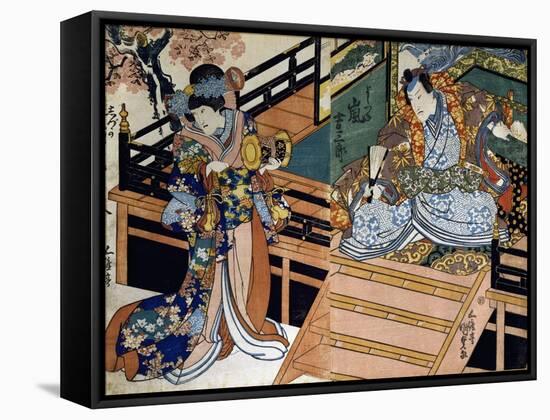 Shiki No Nagame Maru-Ni-I No Toshi, Toshi Actor, Scene from the Four Seasons, 1839-Utagawa Kunisada-Framed Stretched Canvas